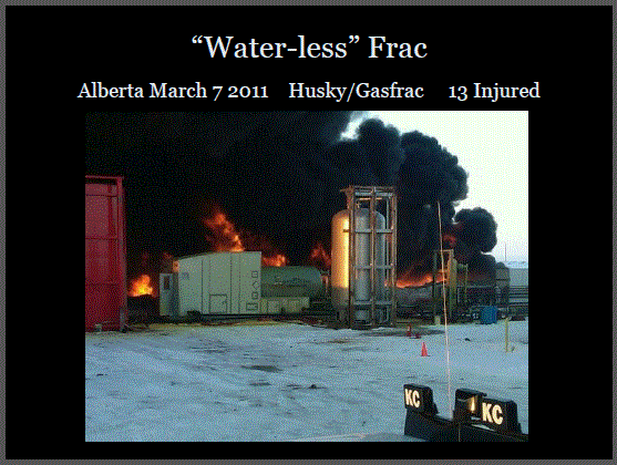 2012 Ernst Ireland slides on waterless gas vapex fracs, husky gasfac explosion