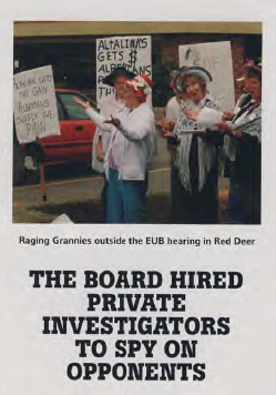 Ragging Grannies Sing to Protest Greed at EUB then ERCB soon to be AER Hearing in Red Deer Alberta 2007 10 22 Can Bus Mag Nikiforuk EUB Spying