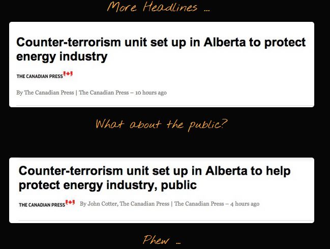 FrackingCanada on Counter-Terrorism RCMP Squad set up in Alberta to Protect Oil & Gas Industry with Public as Afterthought