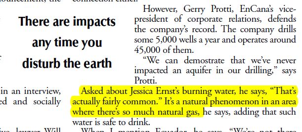 2006 Monday Mag on EnCana Gwyn Morgan Gerard Protti Jessica Ernst's flammable water