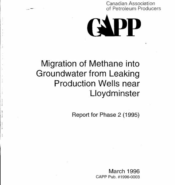 1996 03 CAPP Canadian Association of Petroleum Producers Cover Migration Methane into Groundwater from Leaking Energy Wells