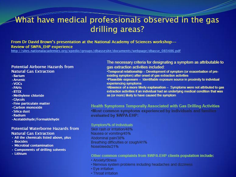 2013 09 Dr. Larysa Dyrszka Medical professional observations in oil and gas drilling areas