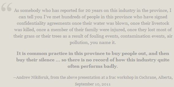 2011 09 10 Oil and gas industry reporter Andrew Nikiforuk on gag orders in Alberta