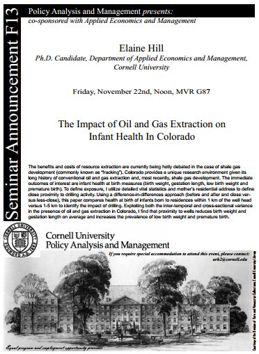 2013 11 22 Elaine Hill The impact of oil and gas extraction on infant health in Colorado
