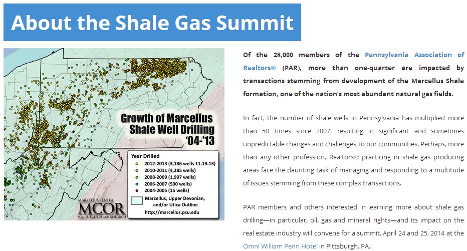 2014 04 Pennsylvania Shale Gas Summit 25 per cent realtors impacted by Marcellus fracing