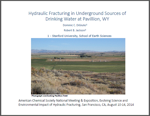 2014 08 12 DiGuilio Jackson Hydraulic Fracturing directly in underground drinking water sources at Pavillion Wyoming snap title