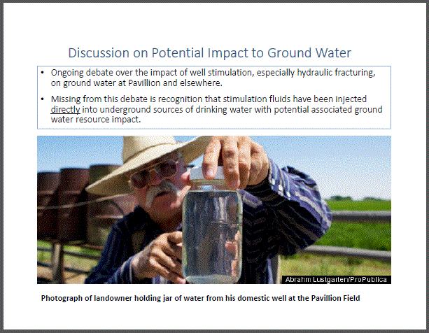 2014 08 12 DiGuilio and Jackson Hydraulic Fracturing directly in underground drinking water sources at Pavillion Wyoming snap
