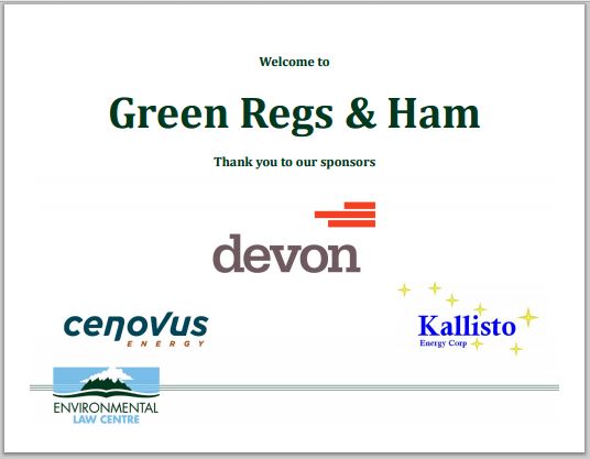 2014 Ab Environmental Law Centre Green Regs & Ham sponsors, devon, cenovus, kallisto