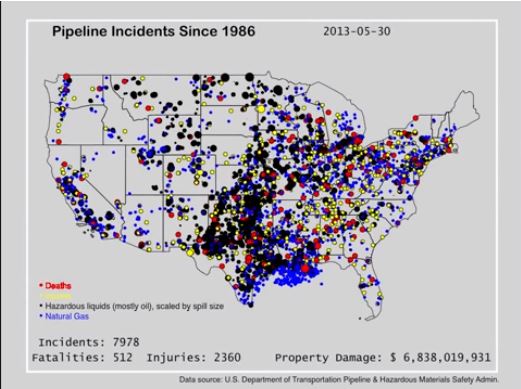 2013 05 30 Pipeline incidents in US since 1986