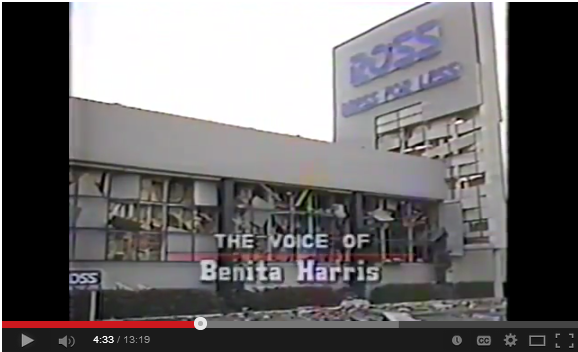 1985 Ross Dress for Less Explodes Youtube voice of Benita Harris
