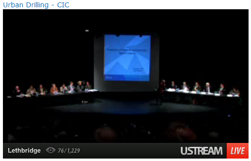 2014 02 24 Urban drilling in lethbridge panel live stream screen grab city council and largely industry controlled panel of experts