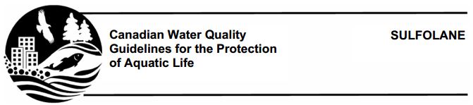 2014 03 15 Canadian Water Quality Guidelines Protection Aquatic Life Sulfolane