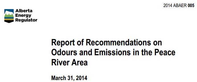 2014 03 31 Report of Recommendations on Odours and Emissions in the Peace River Area by AER snap