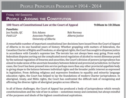 2014 04 10 11 Celebration Centennial Alberta Court Appeal Gala Judging Canada's Constitution