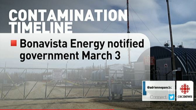 2014 04 15 Contaminated water in well at Edson, Bonavist notified government on March 3 2014, families using the water were not notified until March 14