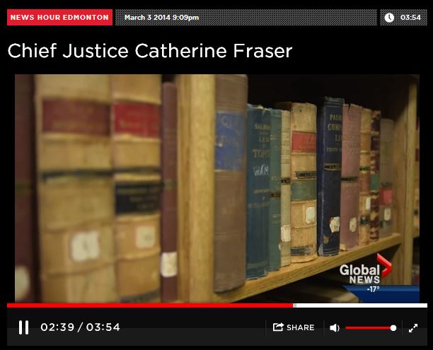 2014 03 03 Woman of Vision Alberta Top Judge, Chief Justice Catherine Fraser Law Books