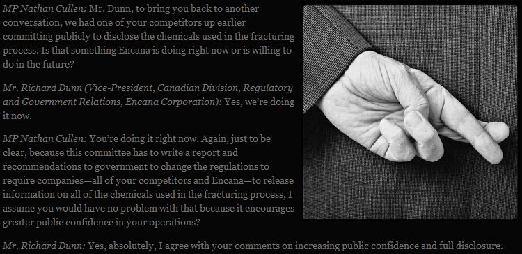 2010 Encana's Richard Dunn tells Ottawa falsehood about full chemical disclosure