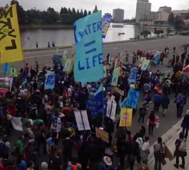 2015 02 07 8,000 people, UNFRACK CA, largest march against fracking in US history, water equals life