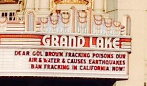 2015 02 07 Grand Lake, Dear Gov Brown, fracking poisons are air & water, causes earthquakes, ban fracking in CA now