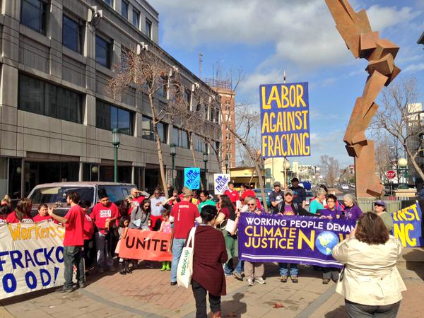 2015 02 07 largest no frac march in US history, labor against fracking, working people demand climate justice