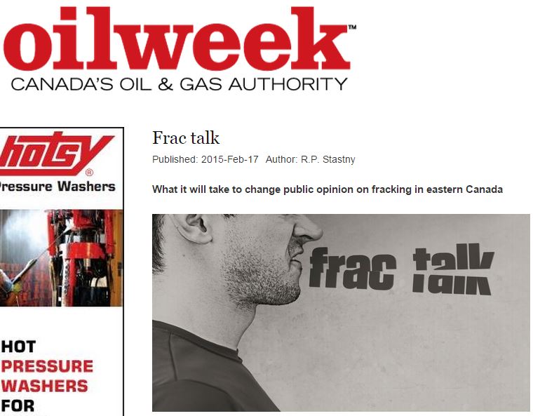 2015 02 17 Frac Talk in Oil Week, on how to con Canadians to accept fracing, taught by Maurice Dusseault et al on NL propaganda panel