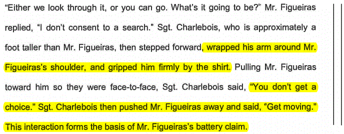2015 03 30 Court Appeal ruling Figueiras 'I don't consent to a search' interaction basis of Fiqueiras' battery claim