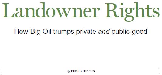 2015 06 snap Alberta Views Landowner rights, How big oil trumps private and public good by Fred Stenson, title snap