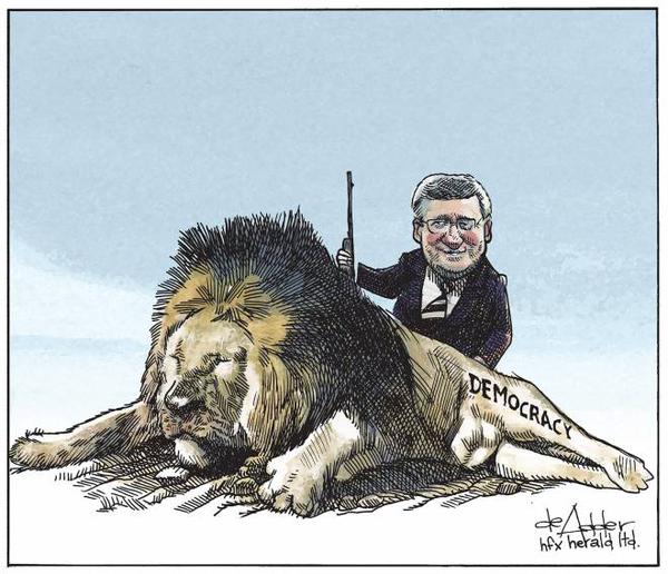 2015 07 30 Harper killed democracy cartoon