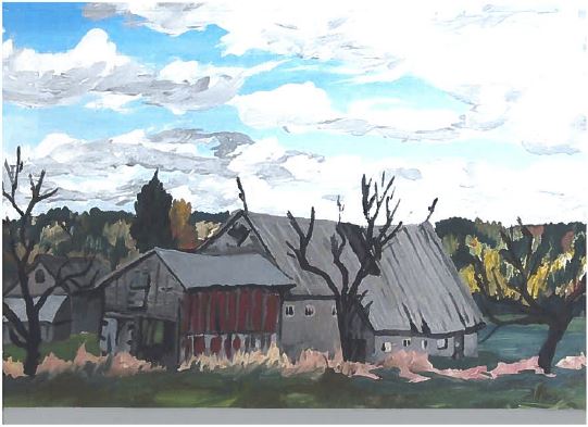 2015 08 10 donation card painting, old barn