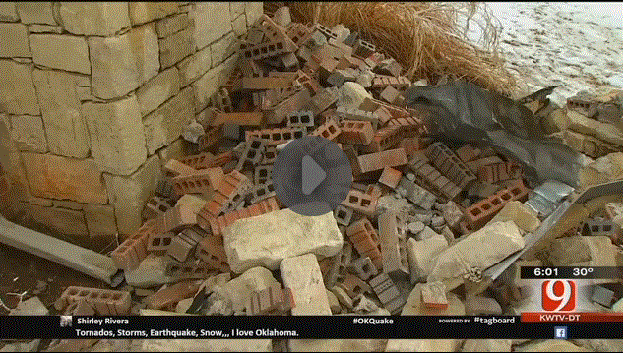 2015 12 29 Edmond earthquake from frac waste injection, home damages, crumbling wall