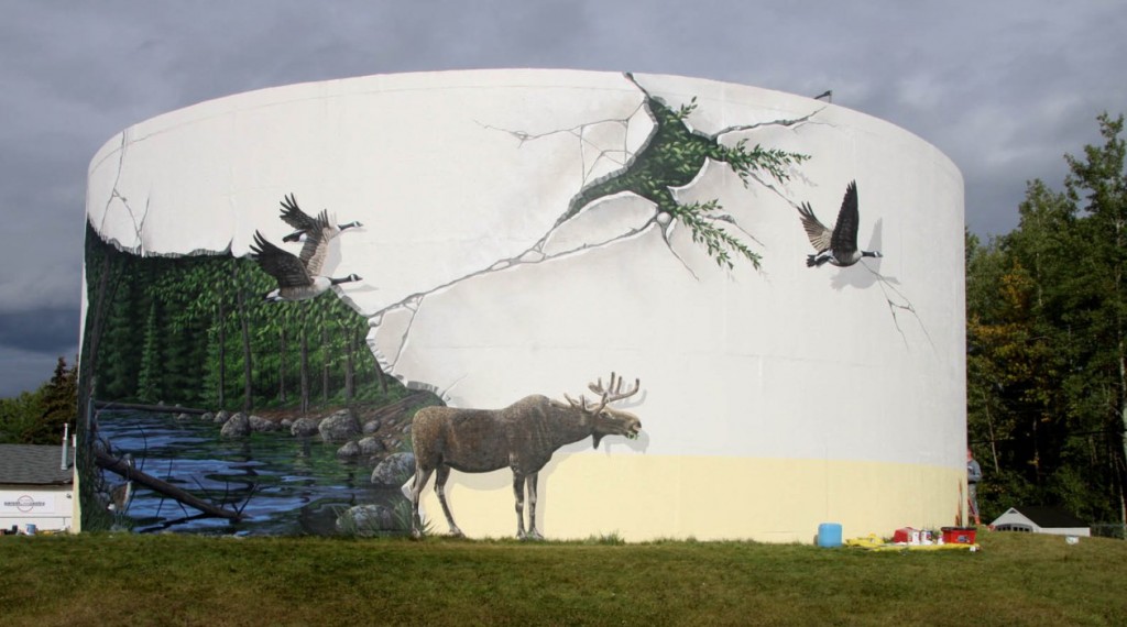 2015 Chevron funded Fox Creek water tower mural, did fracking crack it2