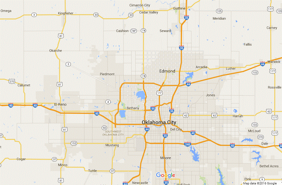 2016 01 03 map Edmond and Oklahoma City