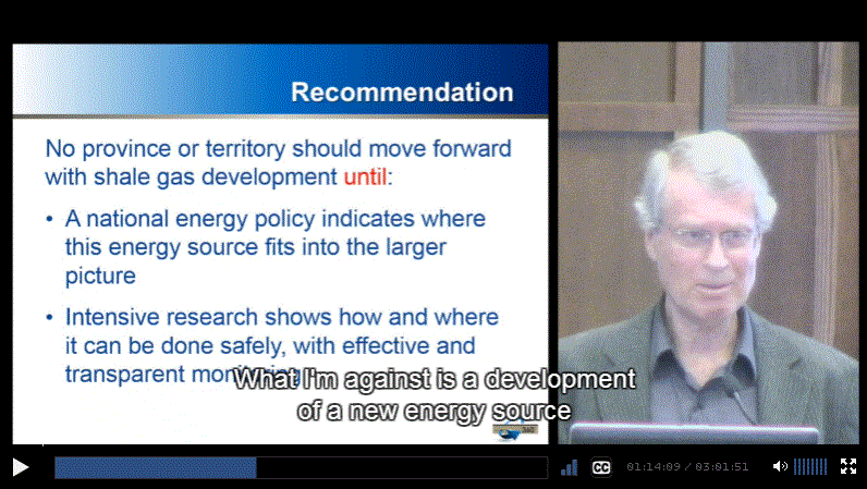 2016 03 01 John Cherry at Adele Hurley Munk Conf on fracing in permafrost, 'What I'm against is a development of a new energy source...'