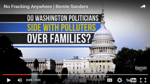 2016 04 12 Bernie Sanders ad, 'No Fracking Anywhere' Do Washington Politicians side w Polluters over Families