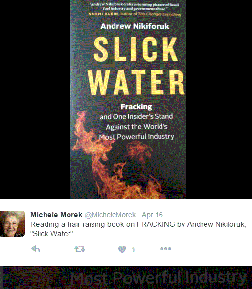 2016 04 16 Michele Morek, 'Reading a hair-raising book on Fracking by Andrew Nikiforuk'