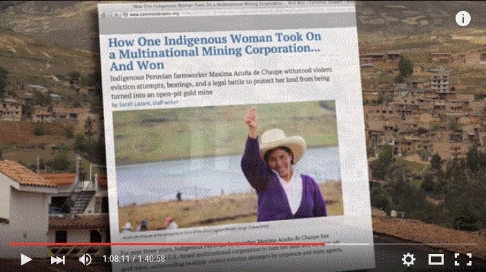 2016 04 18 Goldman Env Awards, Maxima Acuna, Peruvian landowner legal victory against gold mining corp fraudulently, violently evicting her off land, home