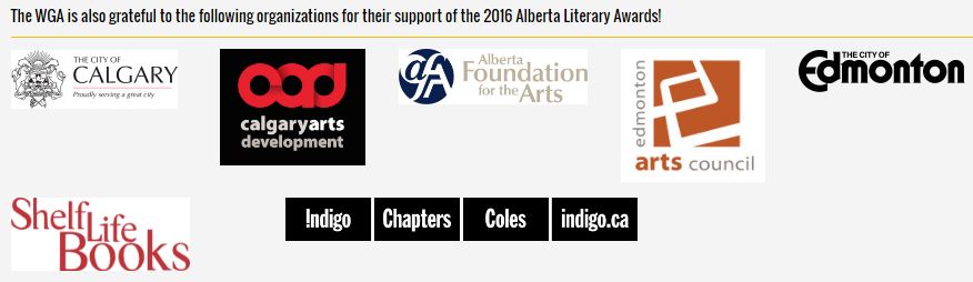 2016 06 04 Writer's Guild of Alberta Awards Sponsors