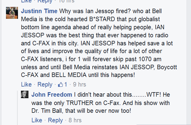 2016 06 22 Fb comments1 on CFAX Fb page, re Firing Ian Jessop