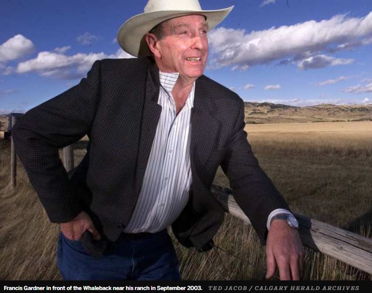 2016 06 26 Alberta ranching legend Francis Gardner died, photo in Calgary Herald tribute to him