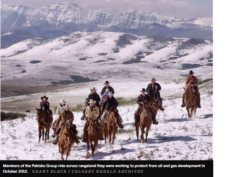 2016 06 26 Pekisko Group working to protect rangeland from oil and gas dev photo in Calgary Herald tribute to Alberta ranching legend Francis Gardner