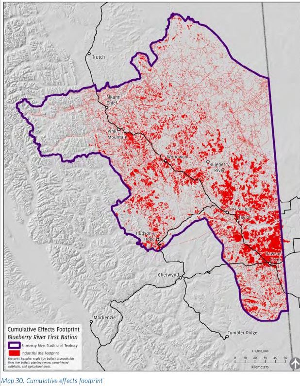 2016 Blueberry River First Nations Cumulative Impacts Atlas, Map 30 Cumulative effects footprint