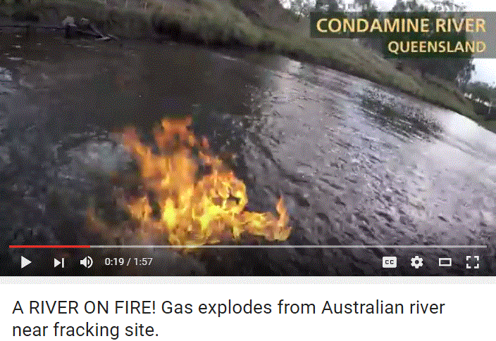 2016 Condamine River on Fire near Frac Sites by Chinchilla, Queensland, Australia, clip by Jeremy Buckingham 2
