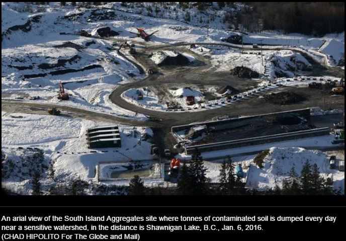 2017 02 24 Globe and Mail photo, Shawnigan Lake toxic dump