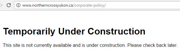 2017 04 11 Does Northern Cross Yukon exist, corporate policy page, empty, some policy