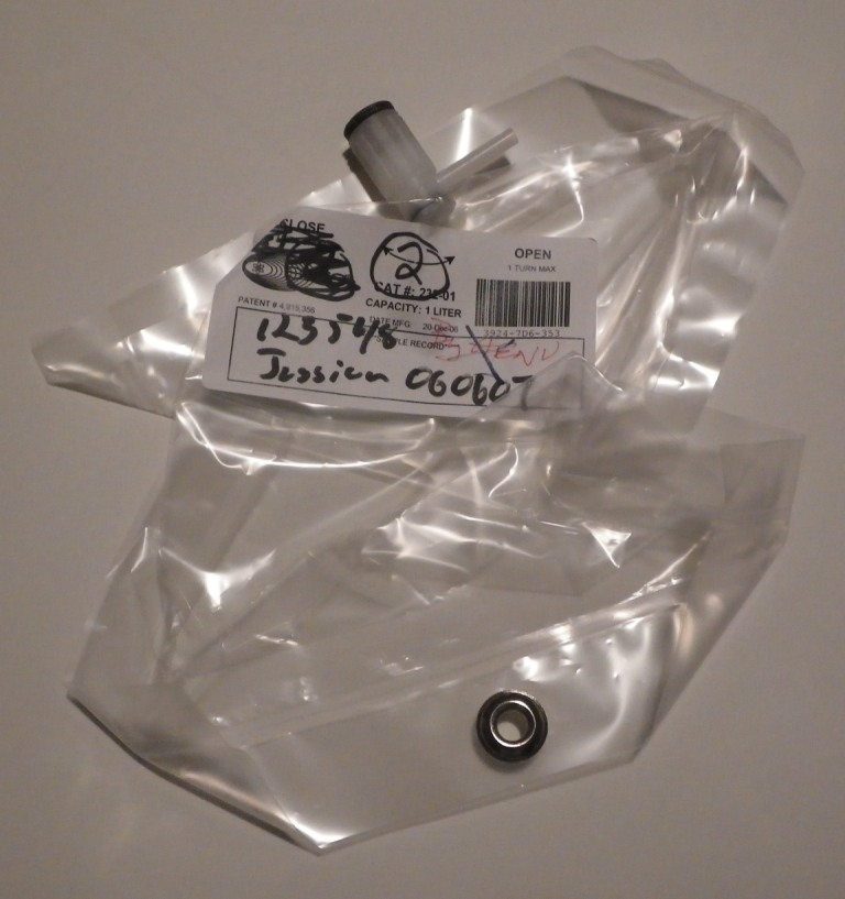 ERN000639 Gas sampling bag, duplicate sample gas in Ernst ww, taken by AENV, sent by Ernst to U of A for fingerprinting