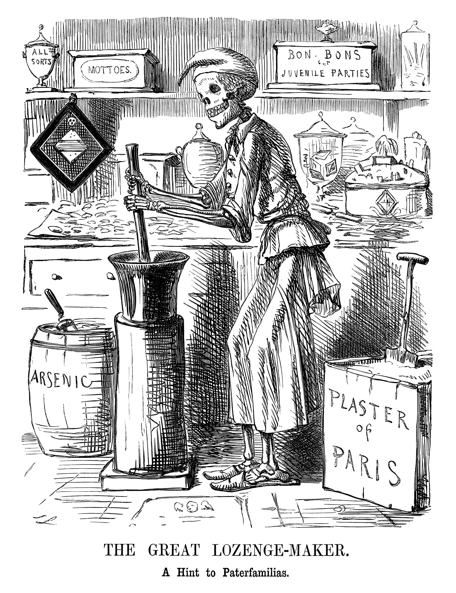 The_Great_Lozenge-Maker_A_Hint_to_Paterfamilias, cartoon, arsenic poisoning