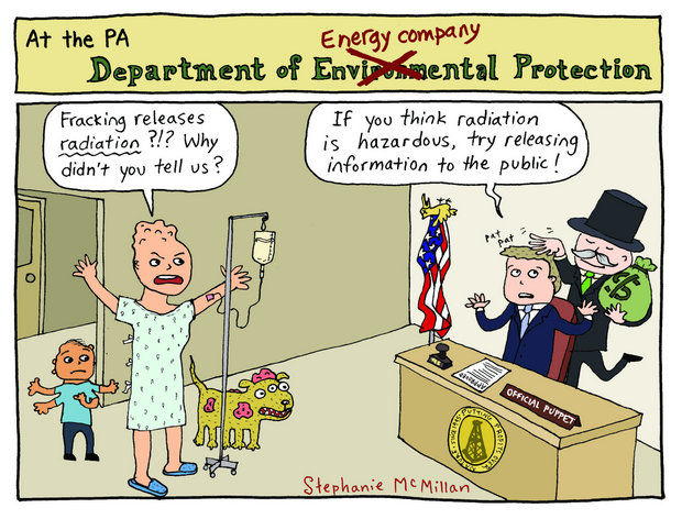 fracking releases radiation cartoon