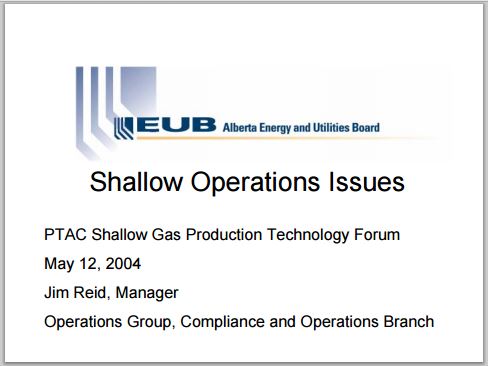 2004 05 12 AER, then EUB, Manager Jim Reid presentation on high risk shallow frac operations 1