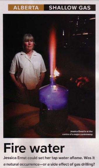 2006 Firewater in Canadian Business Magazine by Nikiforuk, photo Jessica Ernst and her frac contaminated drinking water
