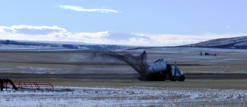 EnCana waste dumping from deviated drilling at 14-12-27-22 W4M near Hamlet of Rosebud November 2012